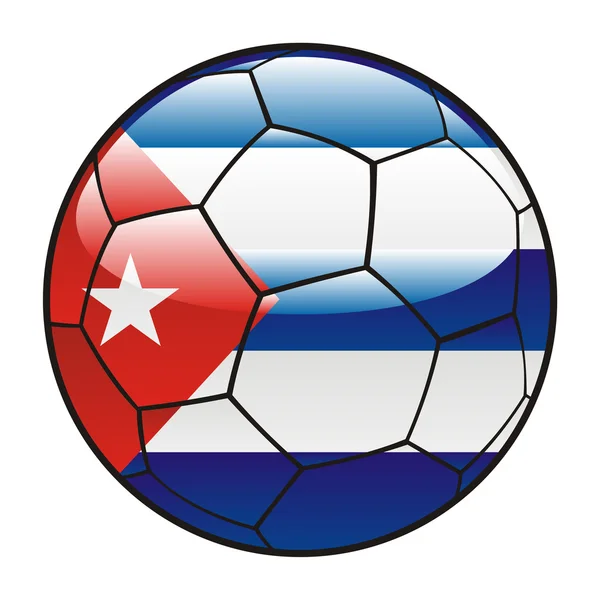 サッカー ボールの上のキューバの旗 — ストックベクタ