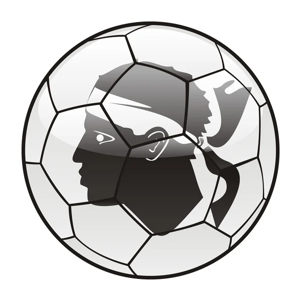 科西嘉国旗上足球球 — 图库矢量图片