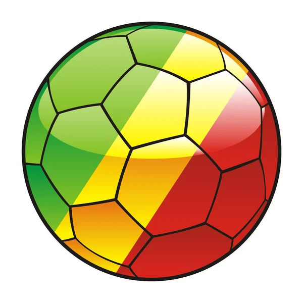刚果民主共和国国旗上足球球 — 图库矢量图片