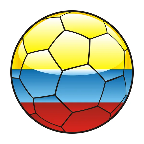 Colombia bandiera sul pallone da calcio — Vettoriale Stock