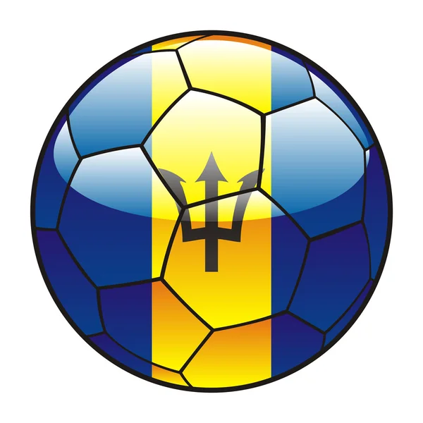 Vlajka Barbadosu na fotbalový míč — Stockový vektor