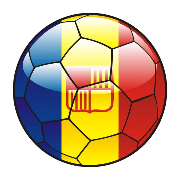 サッカー ボールの上のアンドラの旗 — ストックベクタ