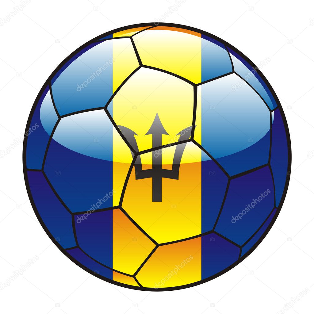 Barbados flag on soccer ball