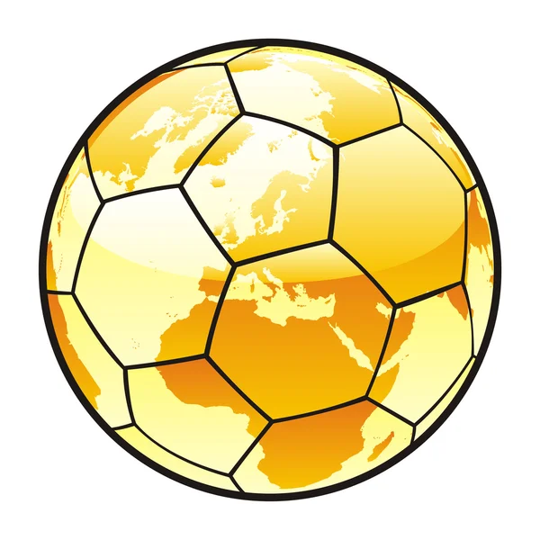 Pallone da calcio isolato con mappa del mondo — Vettoriale Stock