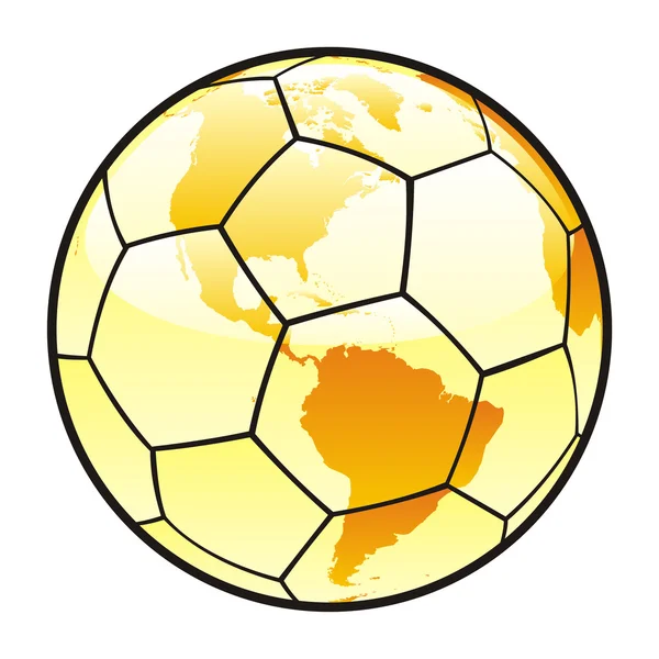 世界地図のレイアウトと分離サッカー ボール — ストックベクタ