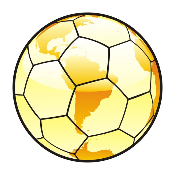 Izolované fotbalový míč s rozložením mapa světa — Stockový vektor