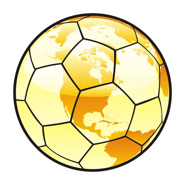世界地図のレイアウトと分離サッカー ボール — ストックベクタ