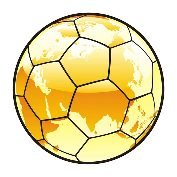 Geïsoleerde voetbal met wereld kaart lay-out — Stockvector