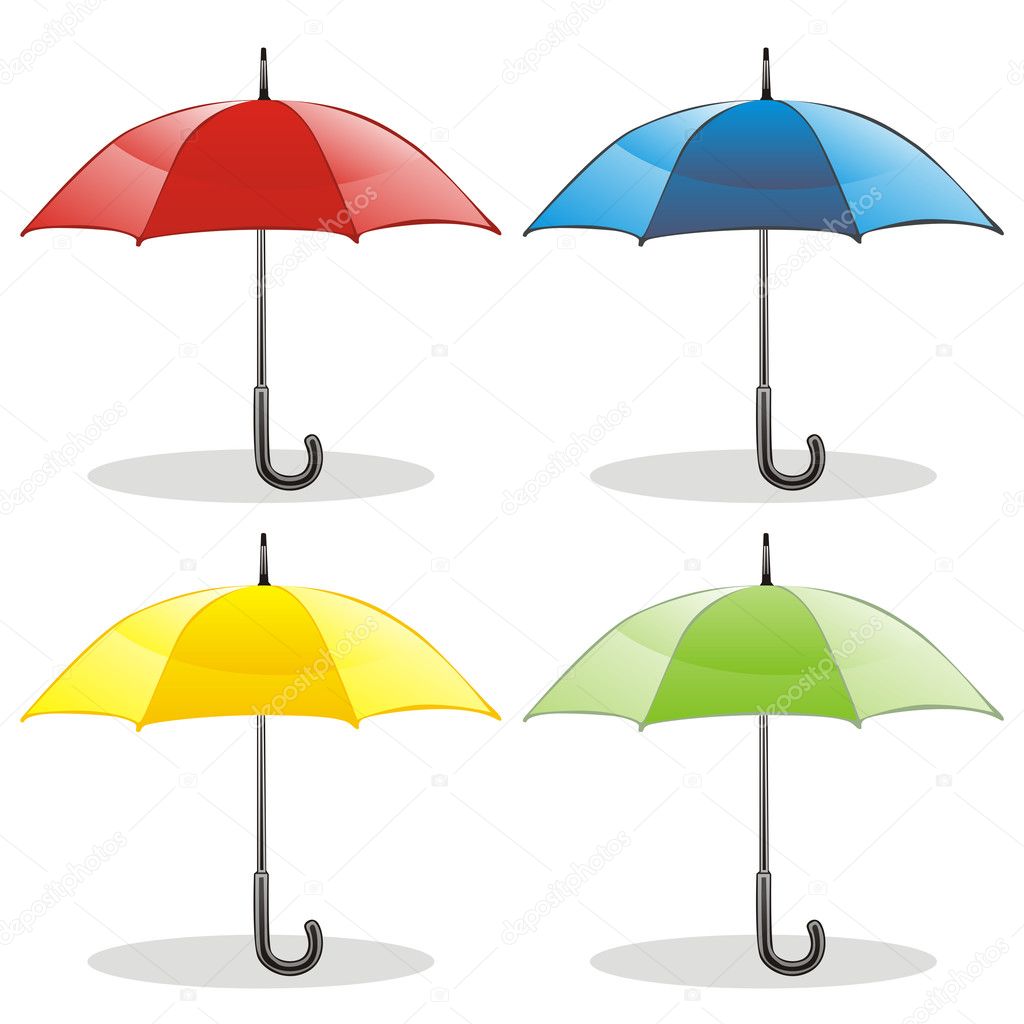 Isolated colored umbrellas