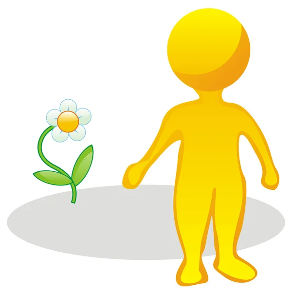 Illustration de l'homme stylisé et fleur — Image vectorielle