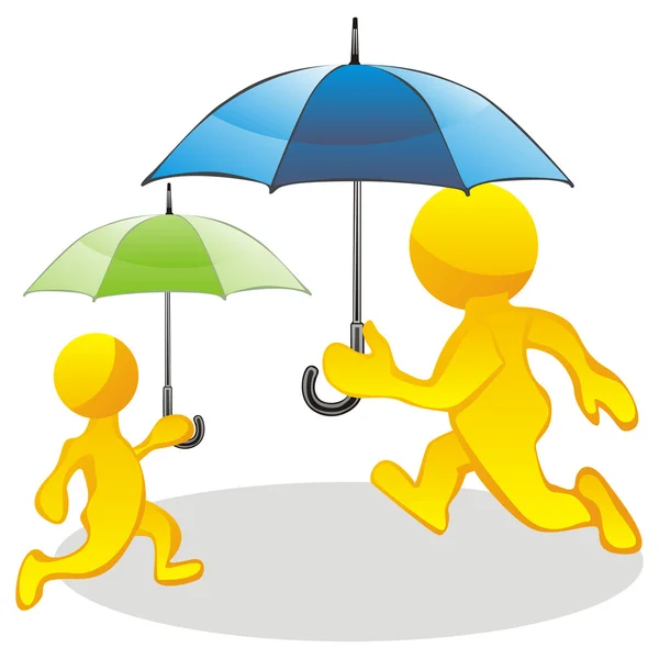 Corsa stilizzata con ombrelli — Vettoriale Stock