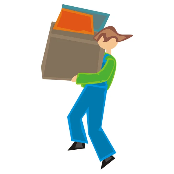 Ілюстрація стилізованого працівника, що тримає коробки — стоковий вектор