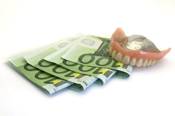 入れ歯とお金 — ストック写真