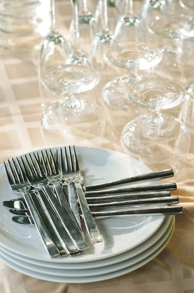 Pile of forks on the plate — Stock Photo, Image