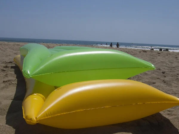 stock image Air mattrasses on the beach