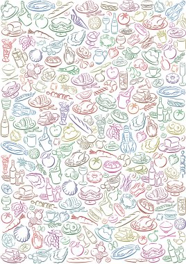 Background with food symbols clipart