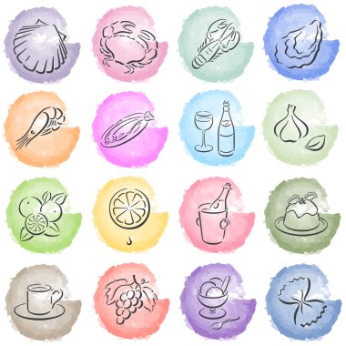 Splotches with food symbols clipart