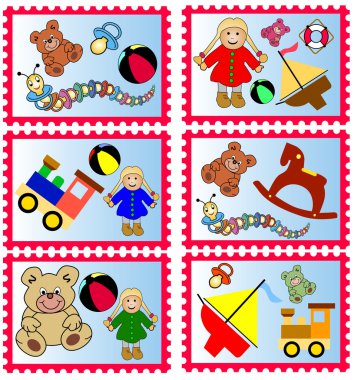 Stamps with toys clipart