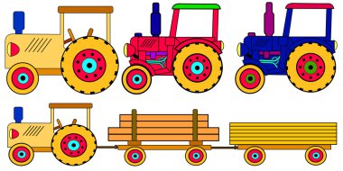 Colorful tractors clipart