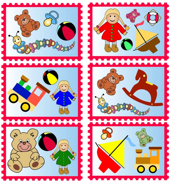 Stamps with toys — Stock Vector
