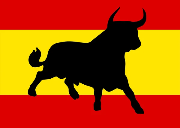 Taureau noir et les couleurs espagnoles — Image vectorielle