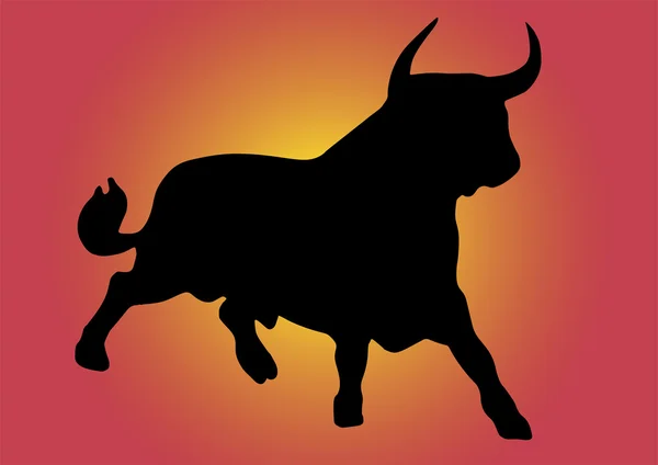 Fekete bika egy színátmenetes háttér — Stock Vector