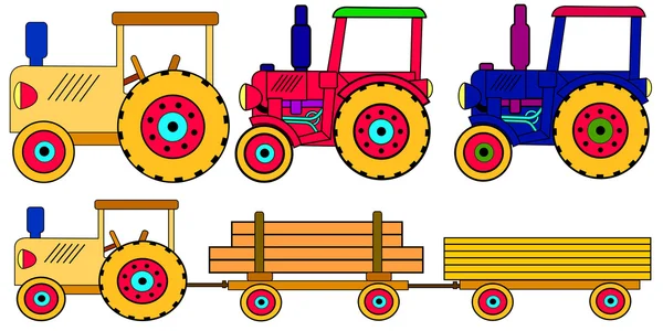 Färgglada traktorer — Stock vektor