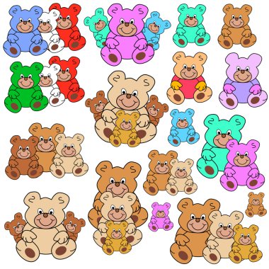 Collection of teddies clipart