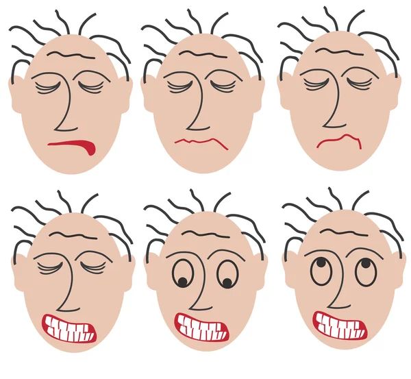 Six angry faces — Stock Vector