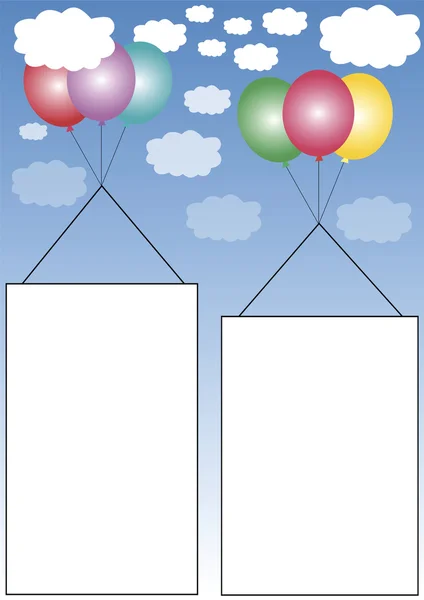 Bandeiras brancas em balões coloridos —  Vetores de Stock