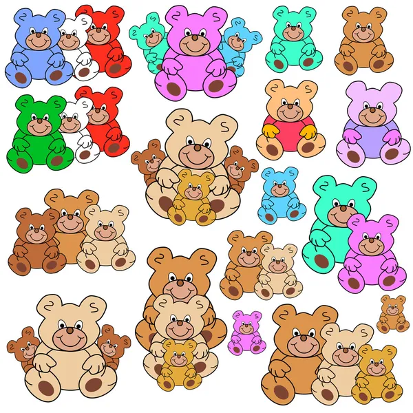 Collection of teddies — Stock Vector