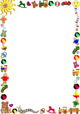 Colorful toys border clipart