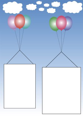 Banners on balloons in the sky clipart