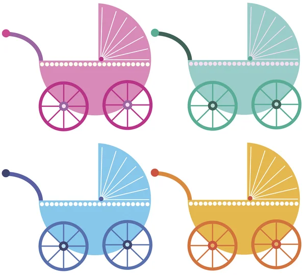 大型多彩婴儿手推车 — 图库矢量图片