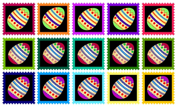 Colorful easter stamps — Stock Vector