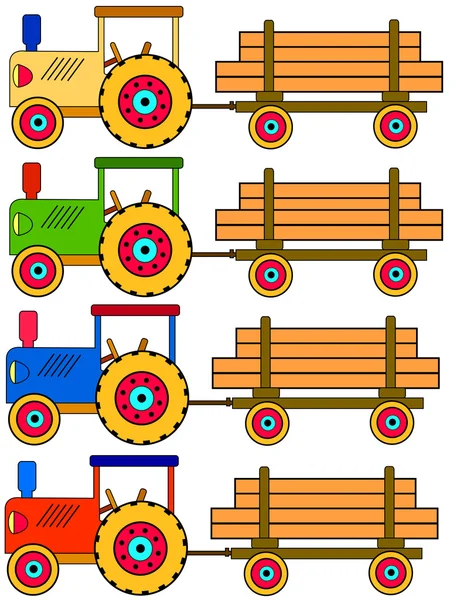 Čtyři traktory — Stockový vektor
