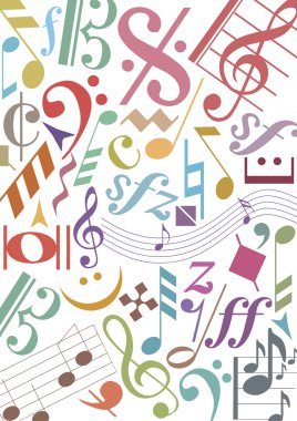 Colored music notes and signs clipart