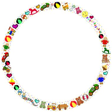 Round colorful toys border clipart