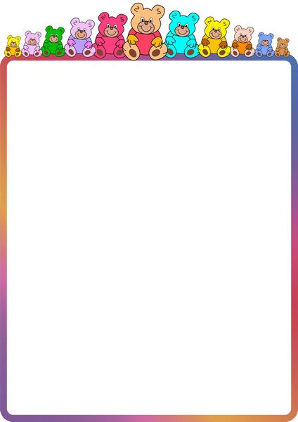 Coloré teddies frontière — Image vectorielle