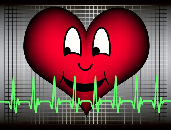 Cuore ridente con cardiogramma — Vettoriale Stock