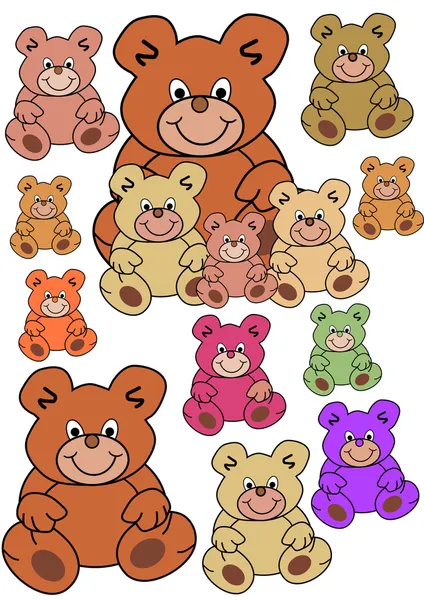 Collection of teddy bears — Stock Vector