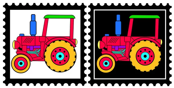 Stamps with tractors — Stock Vector