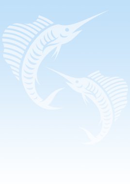 Blue background with sailfishes clipart