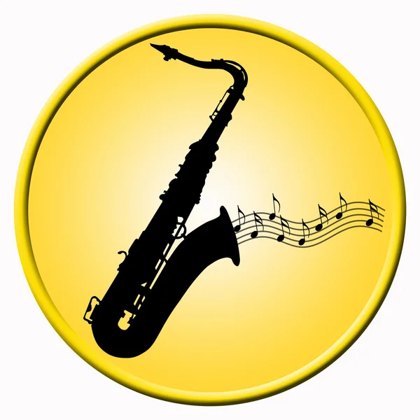 Золотий бейдж з саксофоном — стокове фото