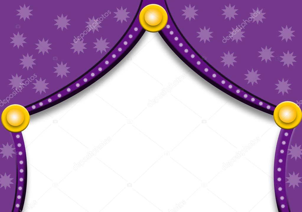 Purple curtains with golden buttons
