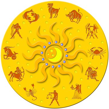 Golden circle with signs of the zodiac clipart