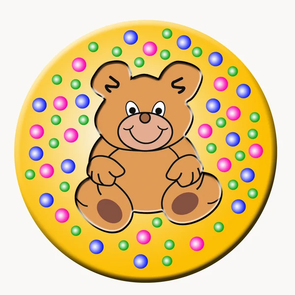 Golden button with teddy — Stock Photo, Image
