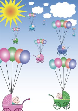 Buggies flying in the sky clipart