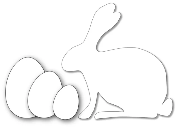 Weißer Hase mit weißen Eiern — Stockfoto