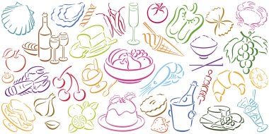 Background with food symbols clipart